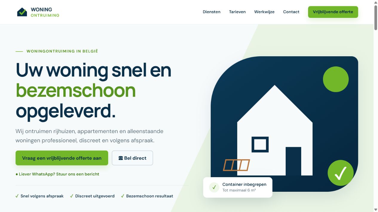 Website van Woning Ontruiming